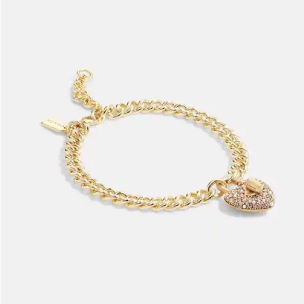 Coach Heart Pave Turnlock Bracelet